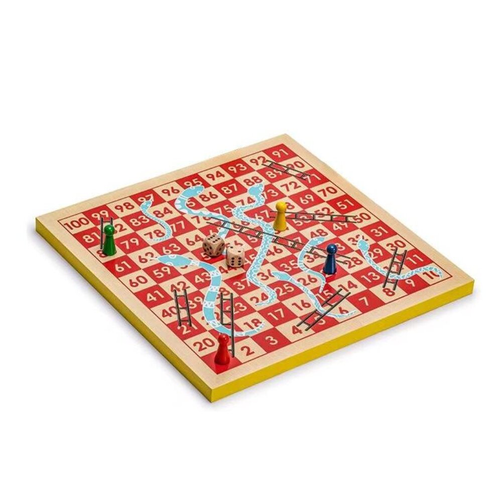 Reversible Wooden Snakes and Ladders, Ludo Game Set(1 Pack)